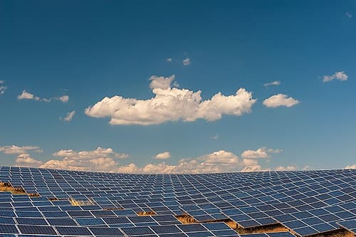 A field of solar panels at a solar power plant under a blue sky Les Mees-Provence-France Art Print